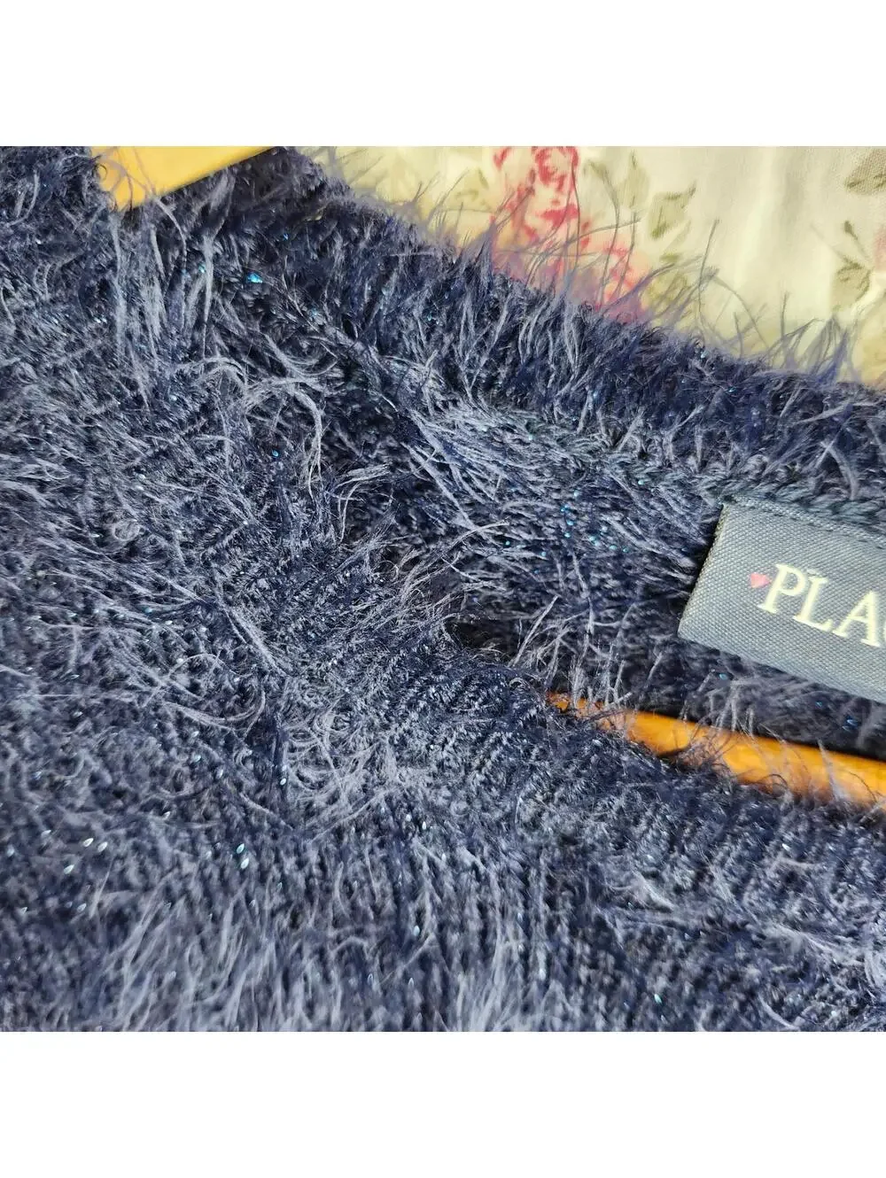 NEW Children's Place Fuzzy Sweater Sparkle Blue Crew Neck Soft Girl Size 10/12